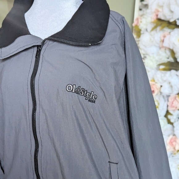 Vintage Girard Old Style Beer Gray Logo Nylon Windbreaker Jacket Size 2XL - Picture 3 of 10